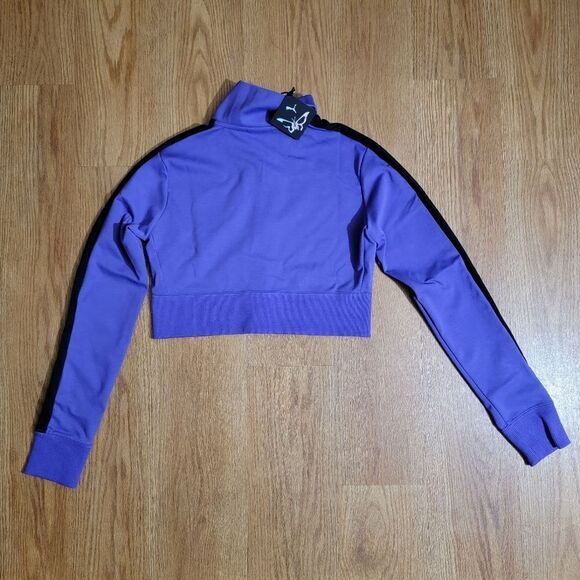 Puma X Dua Lipa T7 Cropped Jacket Purple Black Butterfly Logo XS Extra Small New - Picture 13 of 13